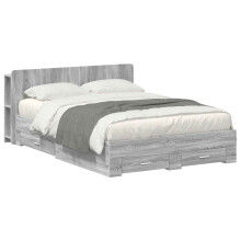 vidaXL Bed Frame with Storage Grey Sonoma 160 x 200 cm Engineered Wood