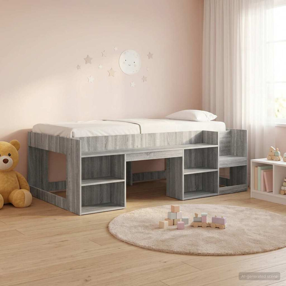 Vidaxl Kids'bed Frame With Storage Sonoma 90 X 200 Cm Grey