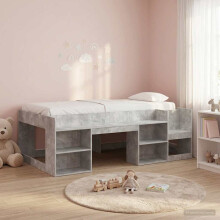 vidaXL Kids'Bed Frame with Storage Concrete Grey 90 x 190 cm