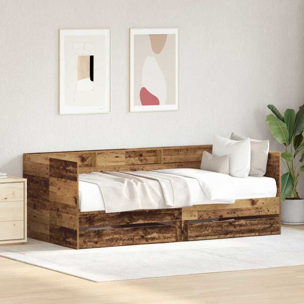 Vidaxl Daybed With Headboard Old Wood 90 X 200 Cm Engineered Wood