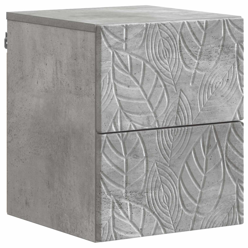 Vidaxl Wall-Mounted Bedside Cabinet Concrete Grey 34.5 X 33 X 40 Cm