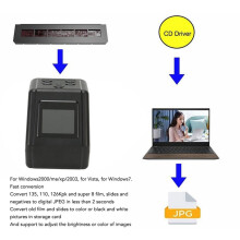 Scanner de Slides e Negativos de 135, 126 e 110 Polegadas para Fotos JPG Coloridas e em Preto e Branco, Resolução de 22 MP com Tela LCD de 2
