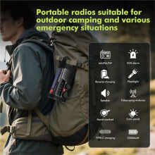 New Emergency Radio with SOS Alarm, AM/FM/SW & Flashlight Solar/Hand Crank Charging for Outdoor Survival