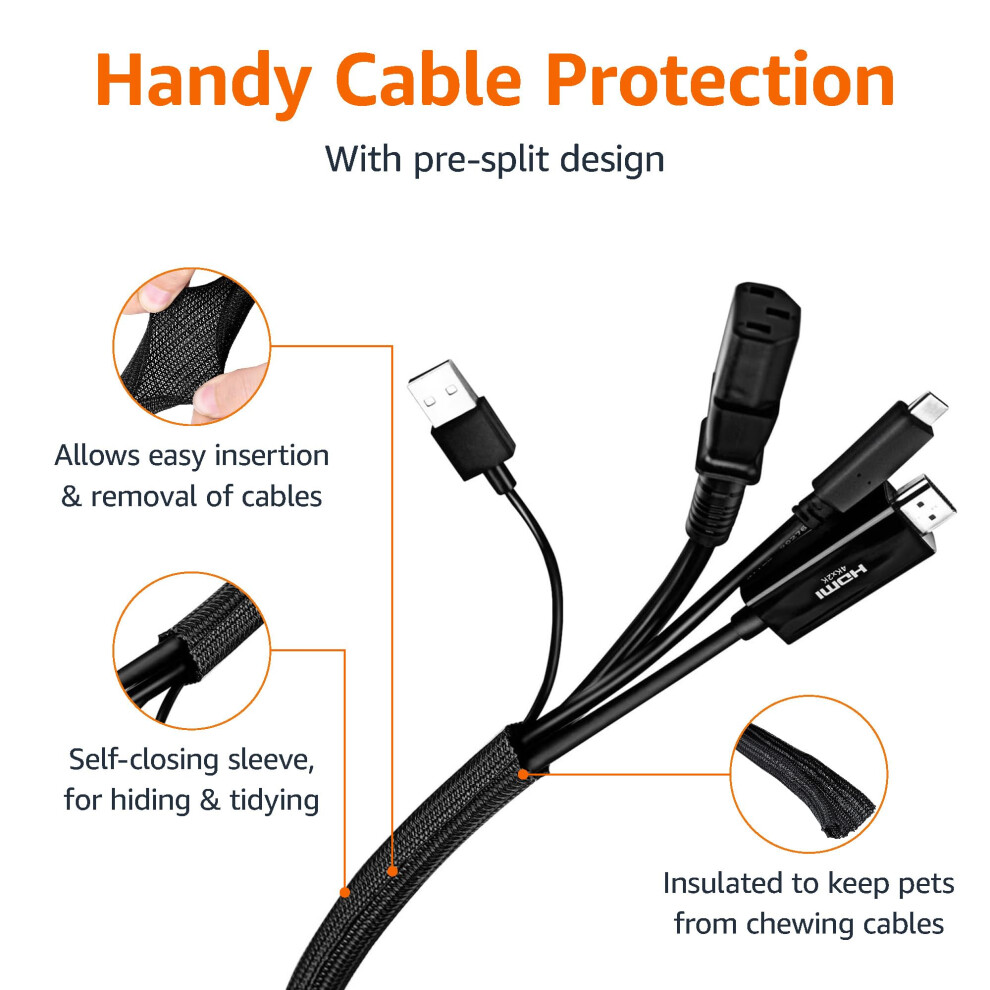 Amazon Basics Easycut Cable Tidy Tube For Cable Management Cord Organi 5000748872896