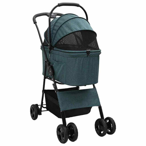 VidaXL vidaXL Folding Pet Stroller Adjustable Green 81 x 47 x 99 cm Polyester 2