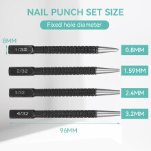 4PCS Nail Punch And Centre Punch Set, Positioning Punchs Tool For Wood And Metal, Precision Hole Punch Kit For DIY Use