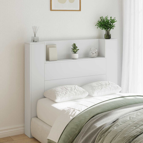 VidaXL vidaXL Storage Headboard with LED White Engineered Wood