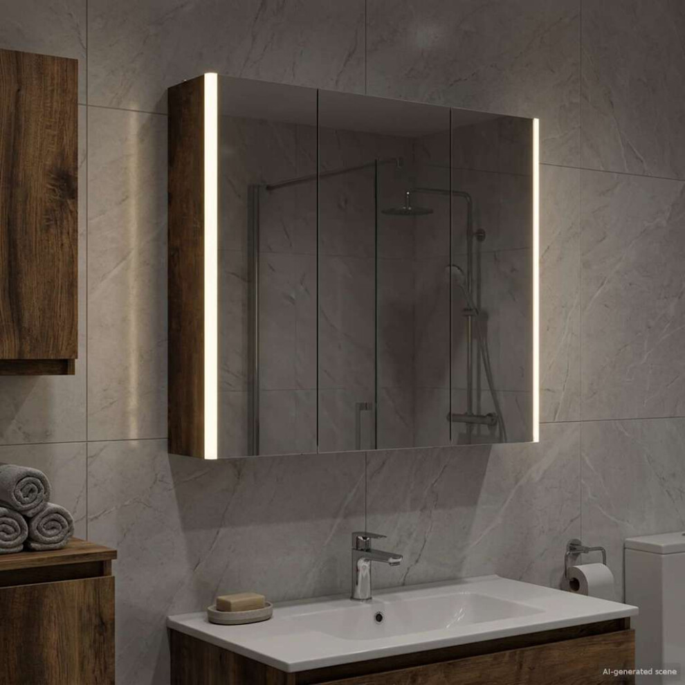 Vidaxl Bathroom Mirror Cabinet Smoked Oak 73.5 X 15.5 X 70 Cm