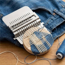 MiniLoom for Mending - Portable Knit Patch Kit, DarningLoom for Clothing Repair, DIY WeavingLoom Kit for Beginners