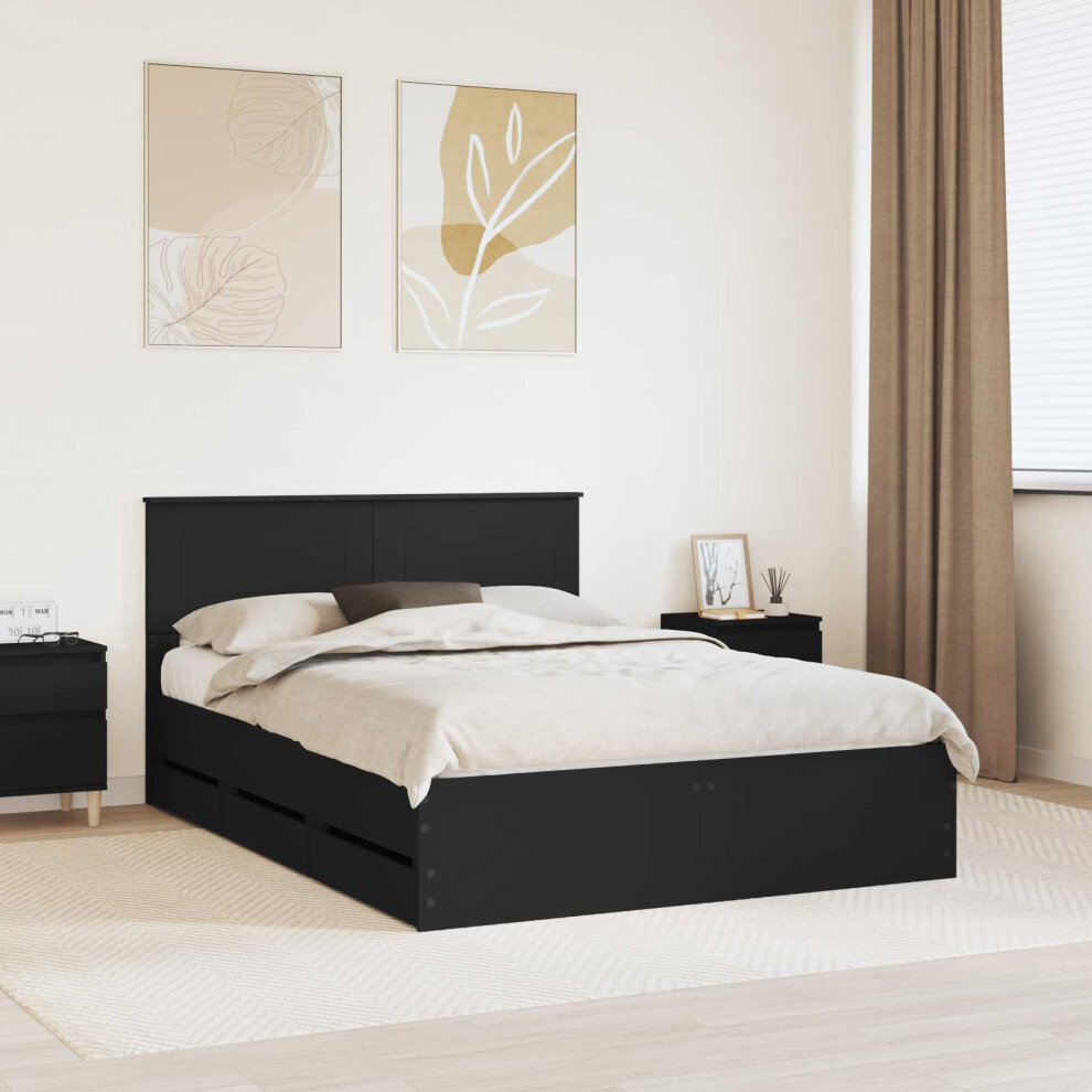 Vidaxl Bed Frame With Drawer Black 140 X 200 Cm Engineer Wood