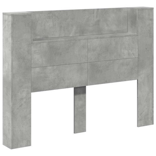 VidaXL vidaXL Storage Headboard with LED Concrete Grey Engineered Wood 1