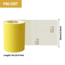 Shineboc Sandpaper Roll Yellow 93mm x 5m 80 Grit Quartz Sand Abrasive