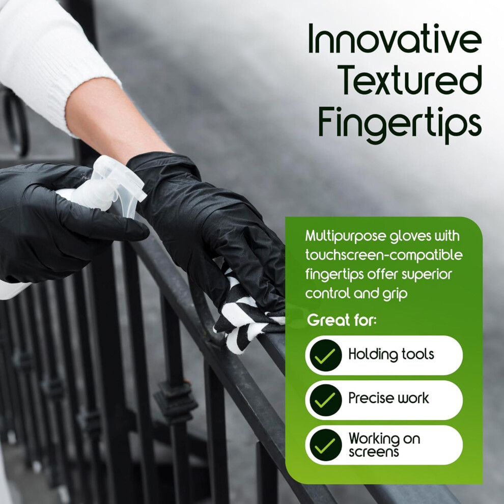 Primeone Black Nitrile Disposable Gloves Â Medical Grade Food Safe Lat 5000494943598