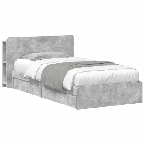 VidaXL vidaXL Bed Frame with Storage with Drawer Concrete Grey 75 x 190 cm 1
