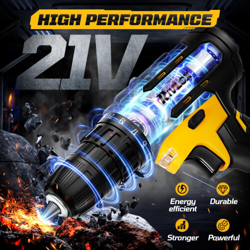 Rivlox Cordless Drill Set 21V 211 Torque Combi Drill with 15 AH Batter 2