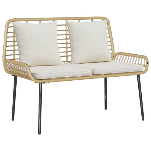 VidaXL vidaXL Garden Bench Brown and Cream Poly Rattan 1