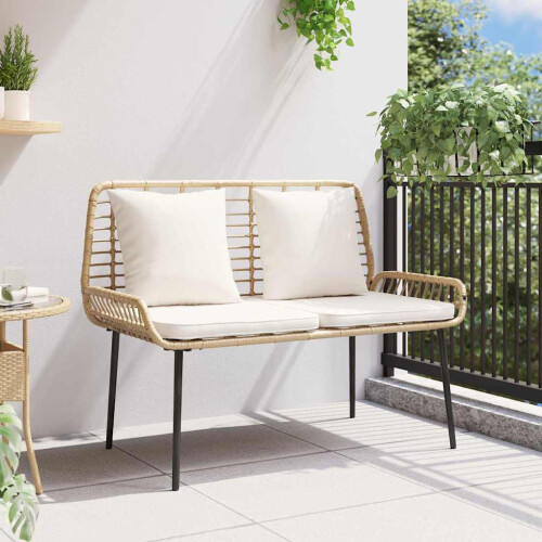VidaXL vidaXL Garden Bench Brown and Cream Poly Rattan 2