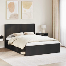 vidaXL Bed Frame with Storage and Headboard Black 150 x 200 cm