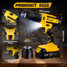 Rivlox Cordless Drill Set 21V 211 Torque Combi Drill with 15 AH Batter