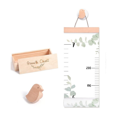 Growth Chart for Wall 7 Ft Height Chart with Keepsake Box & Hook Waterproof Canvas Measure Wall Ruler Removable