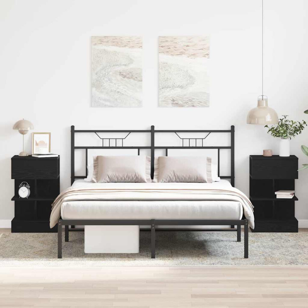 Vidaxl Bedside Cabinet 2 Pcs Black Oak 40 X 35 X 65 Cm Engineered Wood