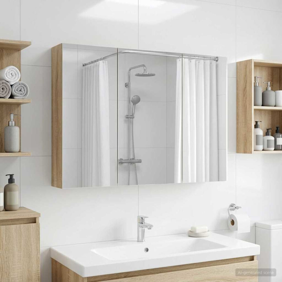 Vidaxl Bathroom Mirror Cabinet With Door Sonoma Oak 100 X 14.5 X 70 Cm