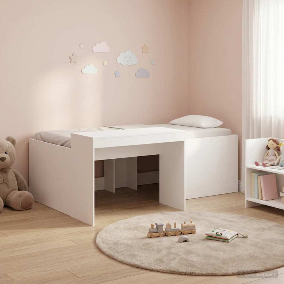 Vidaxl Kids'high Bed Frame With Desk 90 X 200 Cm White