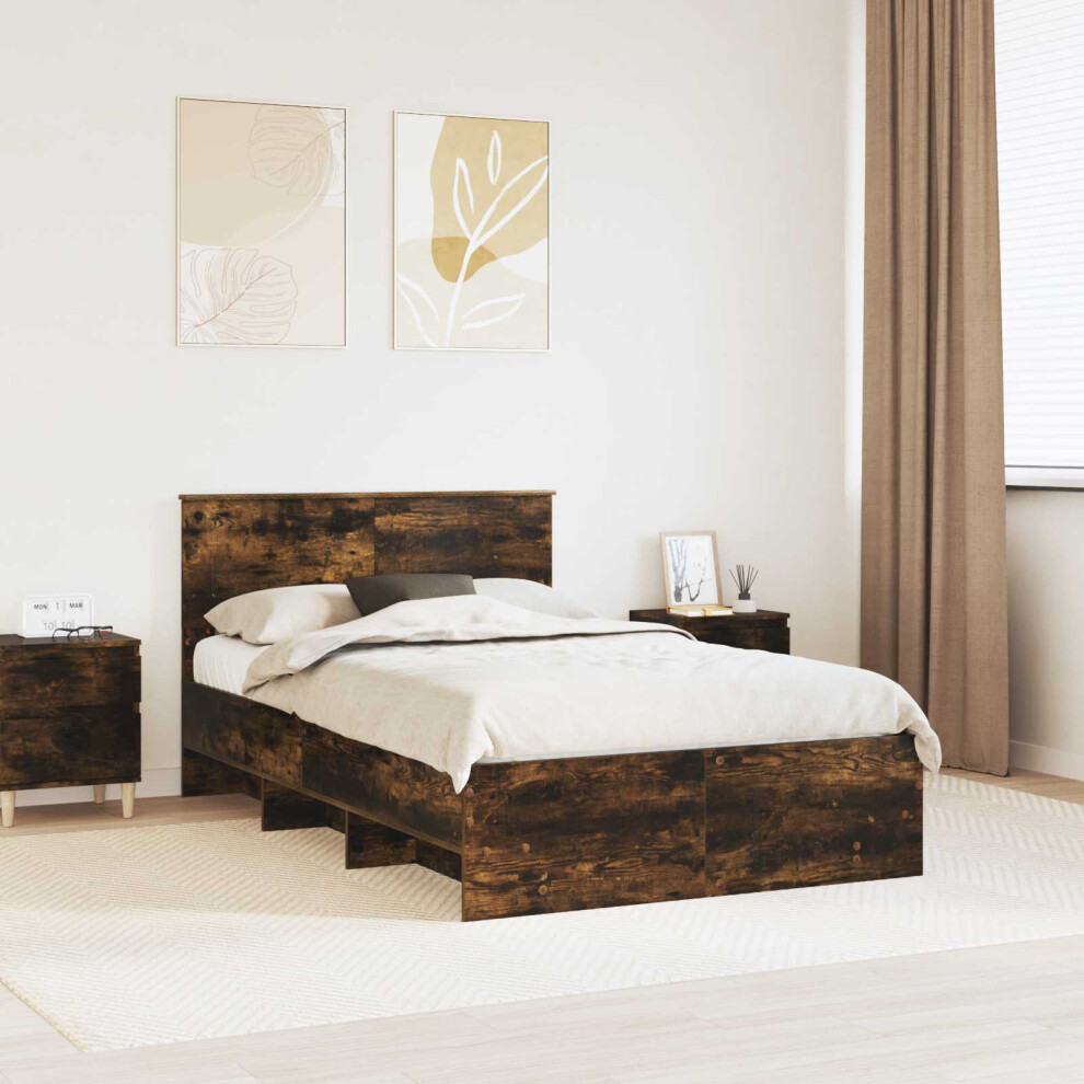 Vidaxl Bed Frame Smoked Oak 137 X 203 Cm Engineered Wood