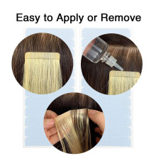 YILITE Hair Extensions Tape 60Pcs Tape Tabs Double Sided Human Hair Tape for Replacement 4 x 0.8 cm Adhesive (Blue)
