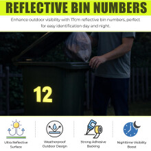 Rubigo 4PK Hi Vis Bin Numbers for Wheelie Bins – 09 Letters AD 17cm Re