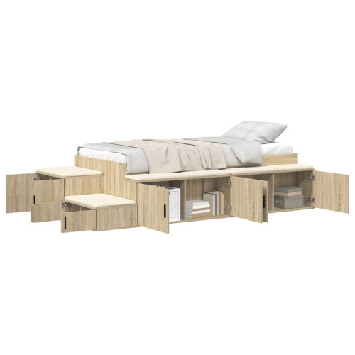 VidaXL vidaXL Storage Bed Frame with Storage Sonoma Oak 80 cm Engineered Wood 2