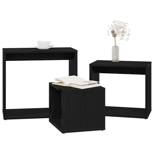 VidaXL vidaXL Nesting Table 3 pcs Black Oak Engineered Wood 2