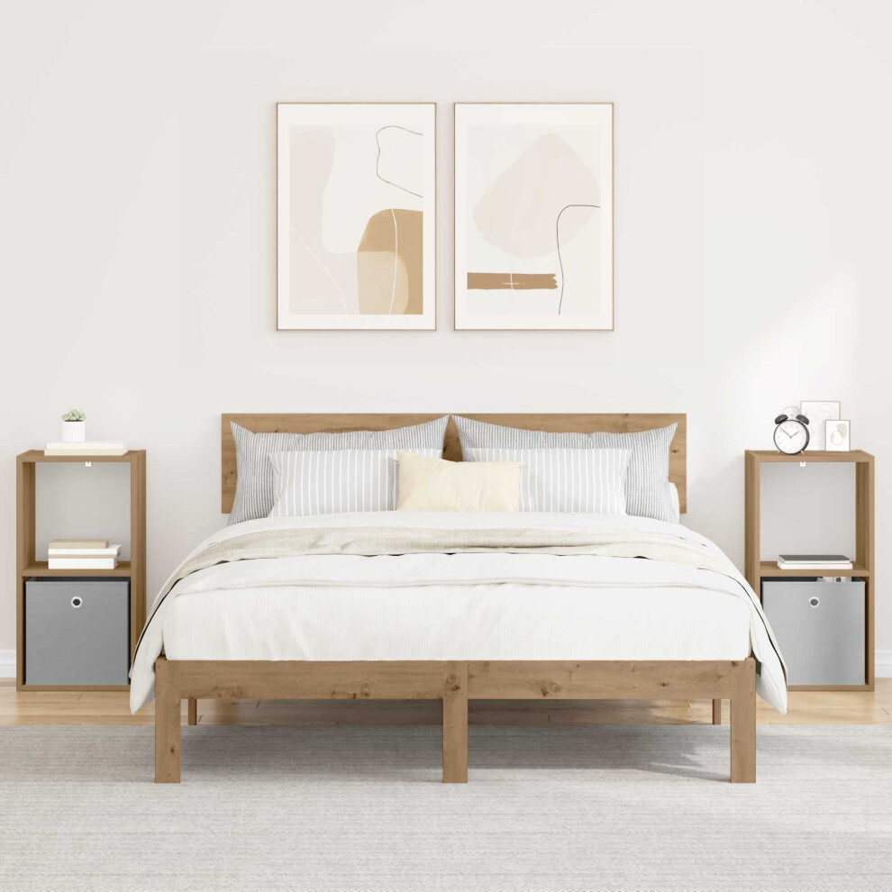 Vidaxl Bedside Table With Drawer 2 Pcs Artisan Oak 35 X 32 X 68.5 Cm