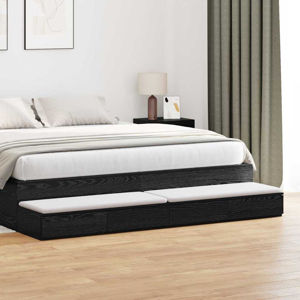 Vidaxl Bed Drawers Oak 180 X 36.5 X 16.5 Cm Engineered Wood Black