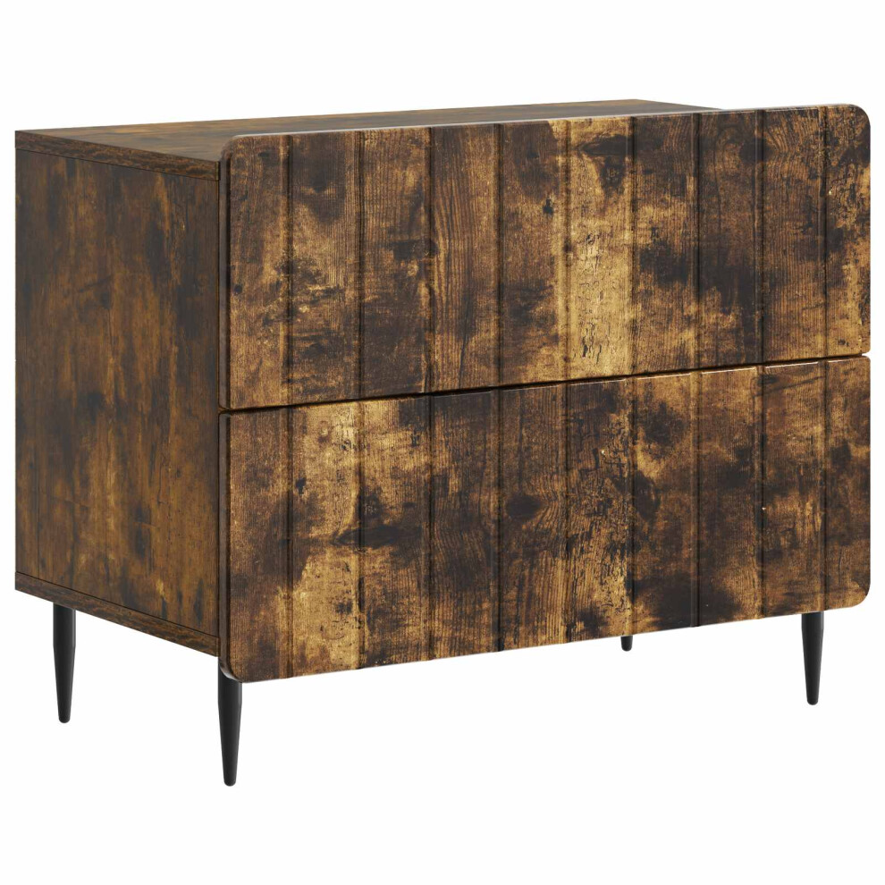 Vidaxl Bedside Cabinet Smoked Oak 62 X 34.5 X 49.5 Cm Engineered Wood