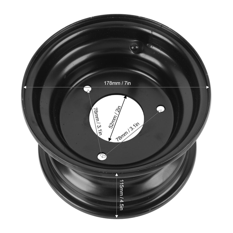 3 Hole 6 Inch Go Kart Wheel Rim 145/70-6 Aluminium Black 7293282173804
