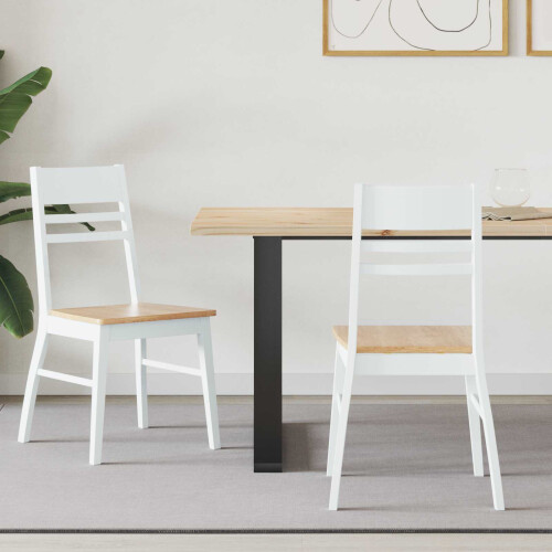 VidaXL vidaXL Dining Chairs 2 pcs White 43 x 54 x 89 cm Solid Rubber Wood