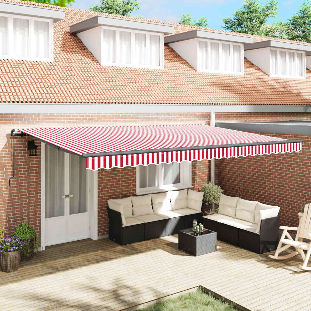 Vidaxl Retractable Awning Red And White 500 X 300 Cm