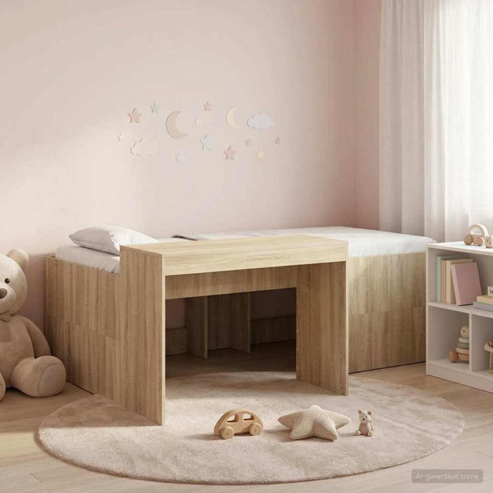 Vidaxl Kids'high Bed Frame With Desk Sonoma Oak 80 X 200 Cm