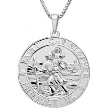 St. Christopher Jewelry 925 Sterling Silver, Antiqued Religious Protector Talisman Pendant for Men Women, Coin/round/oval/medal/square/locket Tangrui