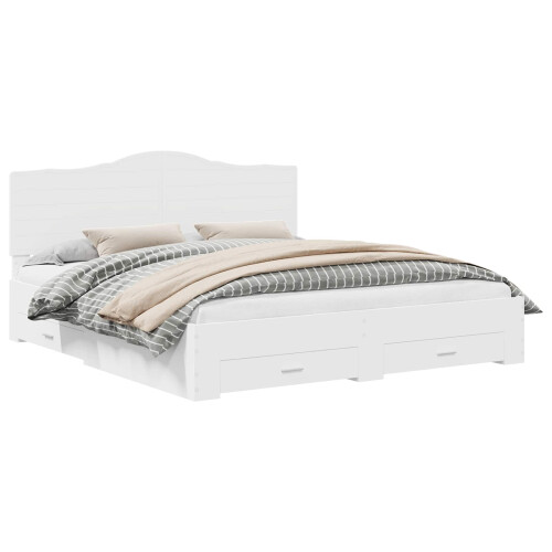 VidaXL vidaXL Bed Frame with Headboard White 180 x 200 cm Engineered Wood 1