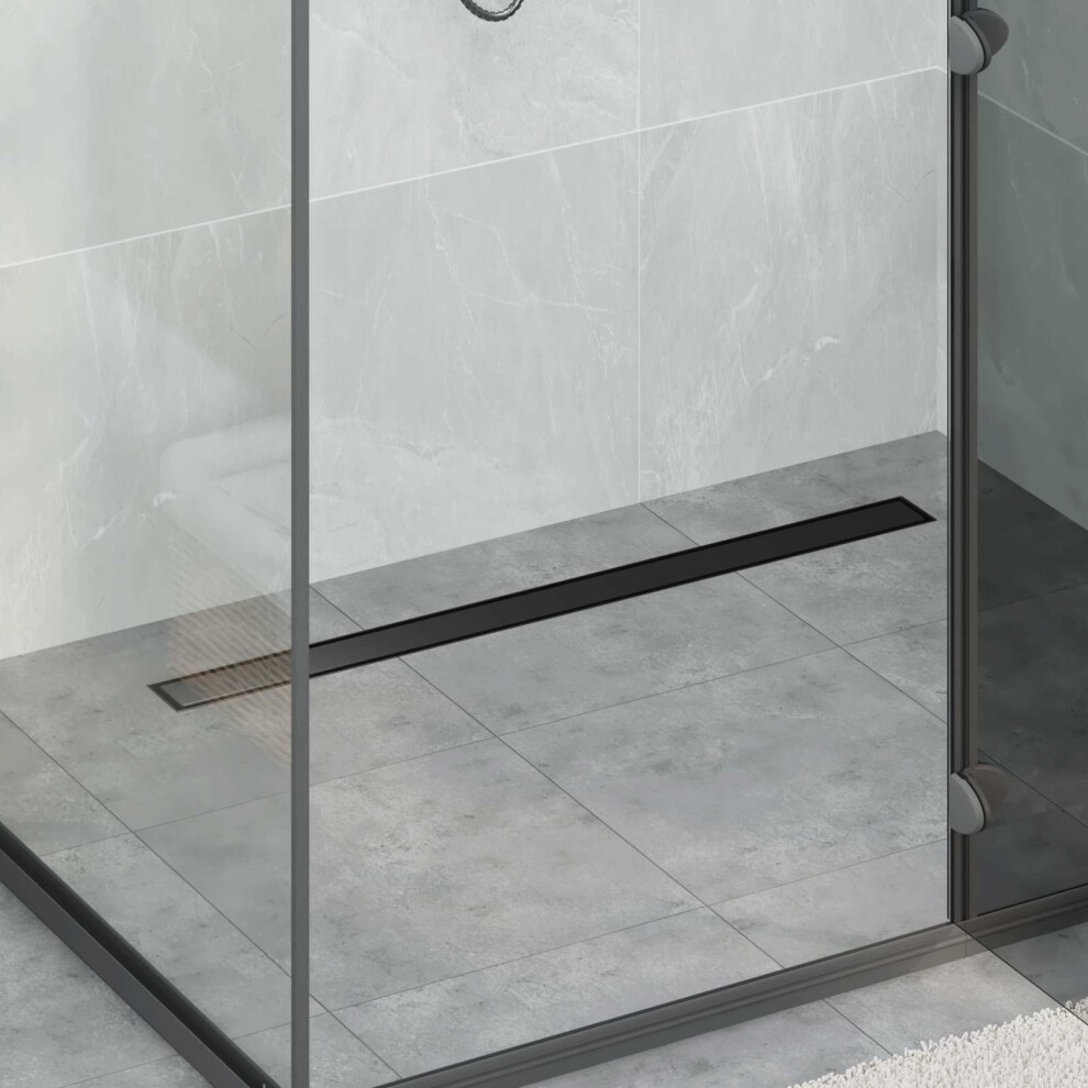 Vidaxl Shower Drain 2-In-1 With 360 Siphon Black 90 Cm