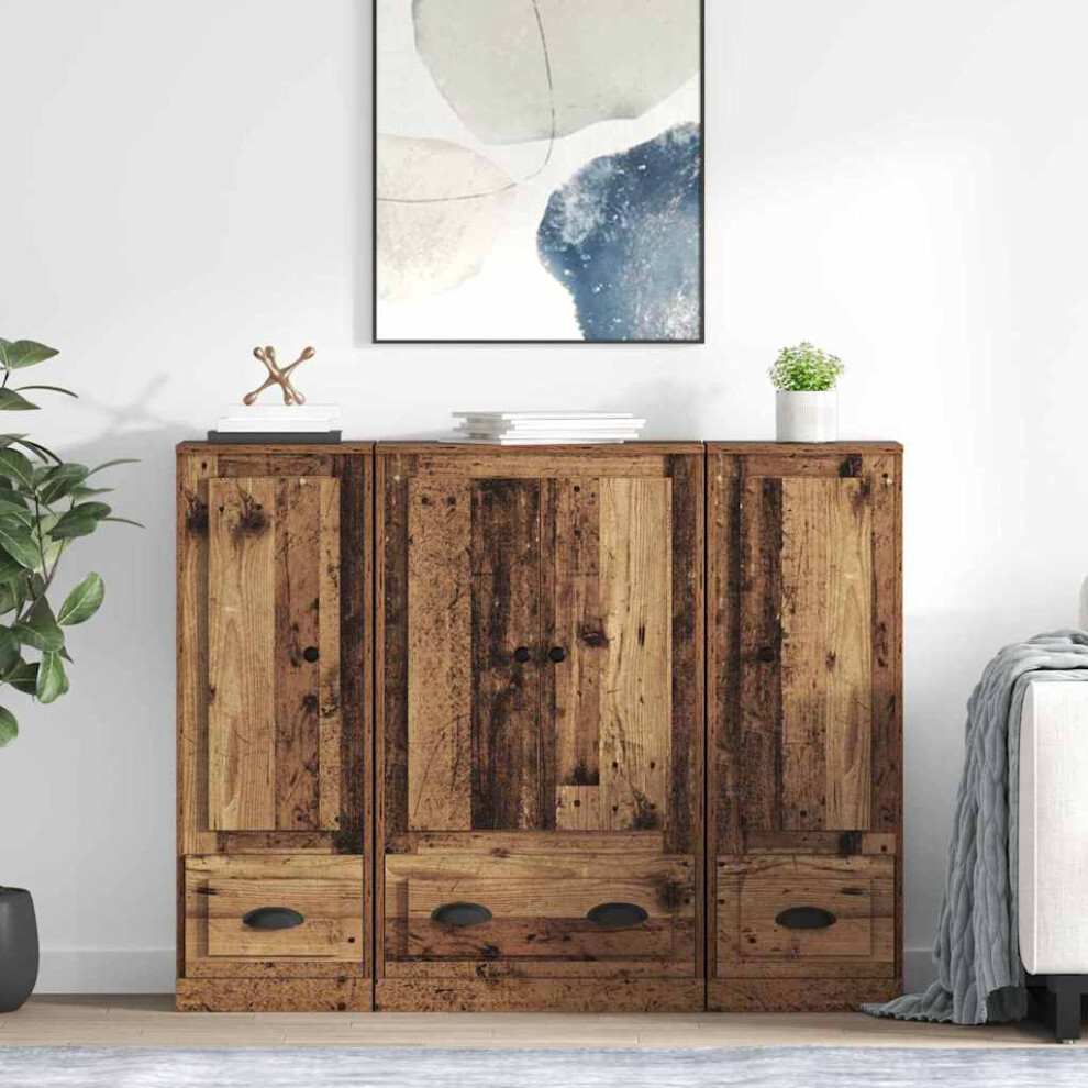 Vidaxl Highboard With Drawer 3 Pcs Old Wood Engineered Wood