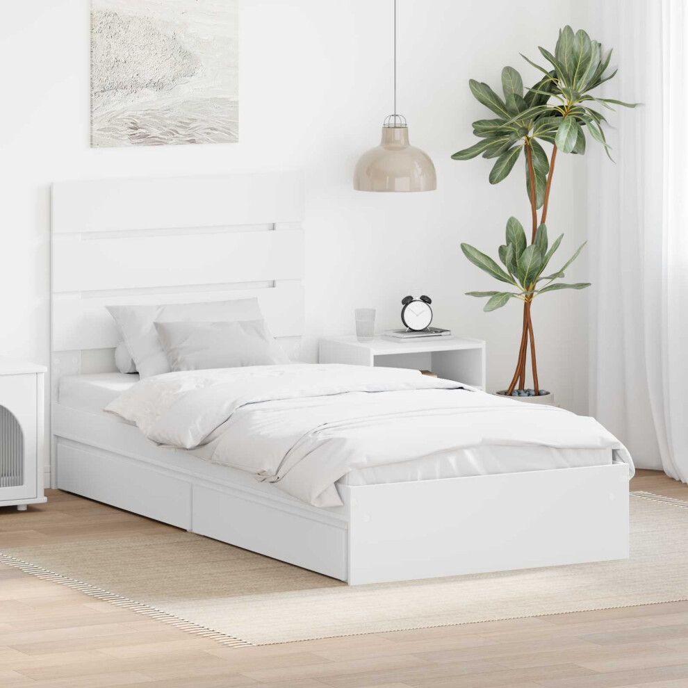 Vidaxl Storage Bed With Headboard White 70 X 190 Cm Engineered Wood