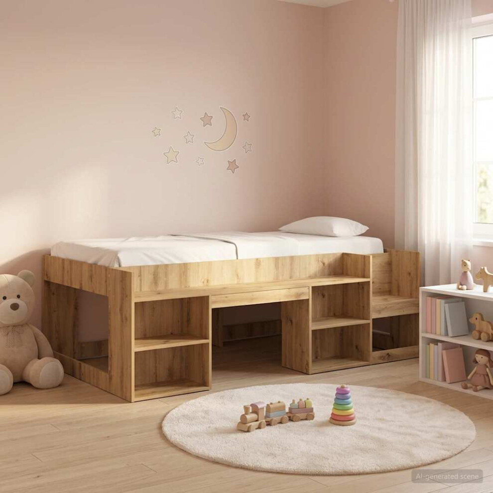 Vidaxl Kids'bed Frame With Storage Artisan Oak 75 X 190 Cm