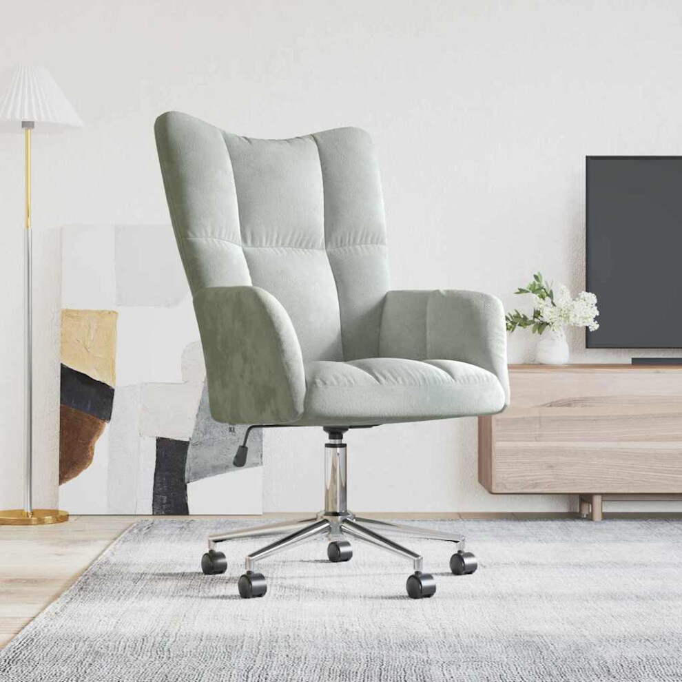 Vidaxl Relaxing Chair With Wheel Light 69 X 61.5 X 102 Cm Velvet Grey