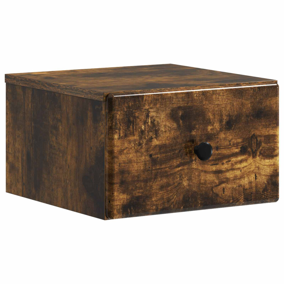 Vidaxl Wall-Mounted Bedside Cabinet Smoked Oak 34.5 X 33 X 20 Cm