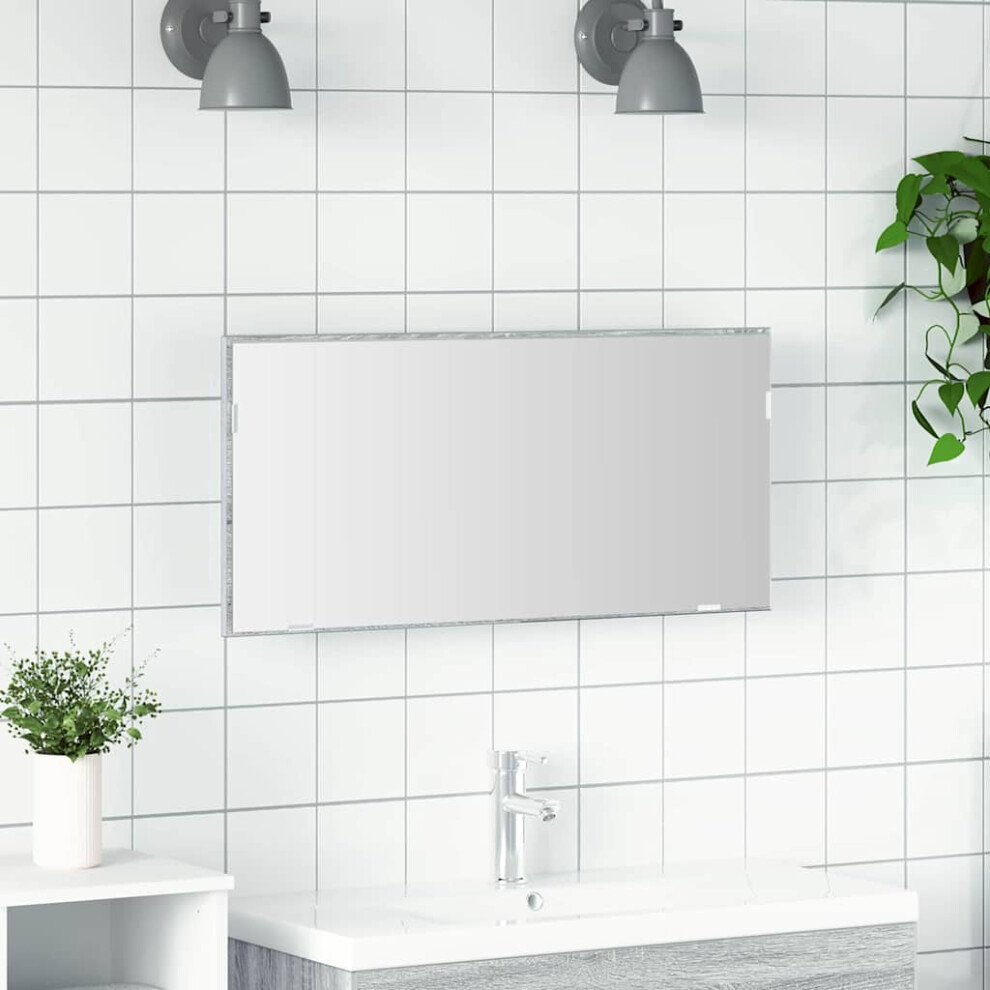 Vidaxl Mirror High Sonoma 80 X 37 Cm Glass And Engineered Wood Grey