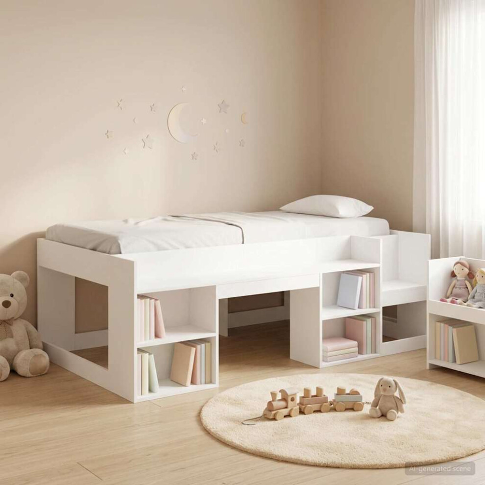 Vidaxl Kids'bed Frame With Storage 90 X 200 Cm Engineered Wood White