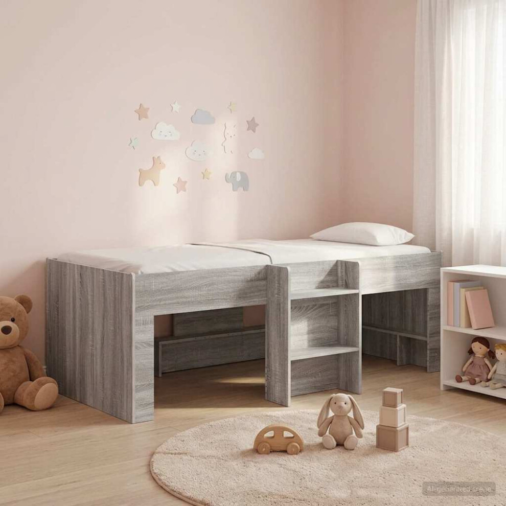 Vidaxl Kids'high Bed Frame 2 Pcs Sonoma 203 X 101.1 X 68.5 Cm Grey